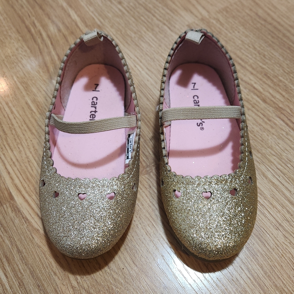 Carter's Glittery Gold Heart Kids Dress Shoes